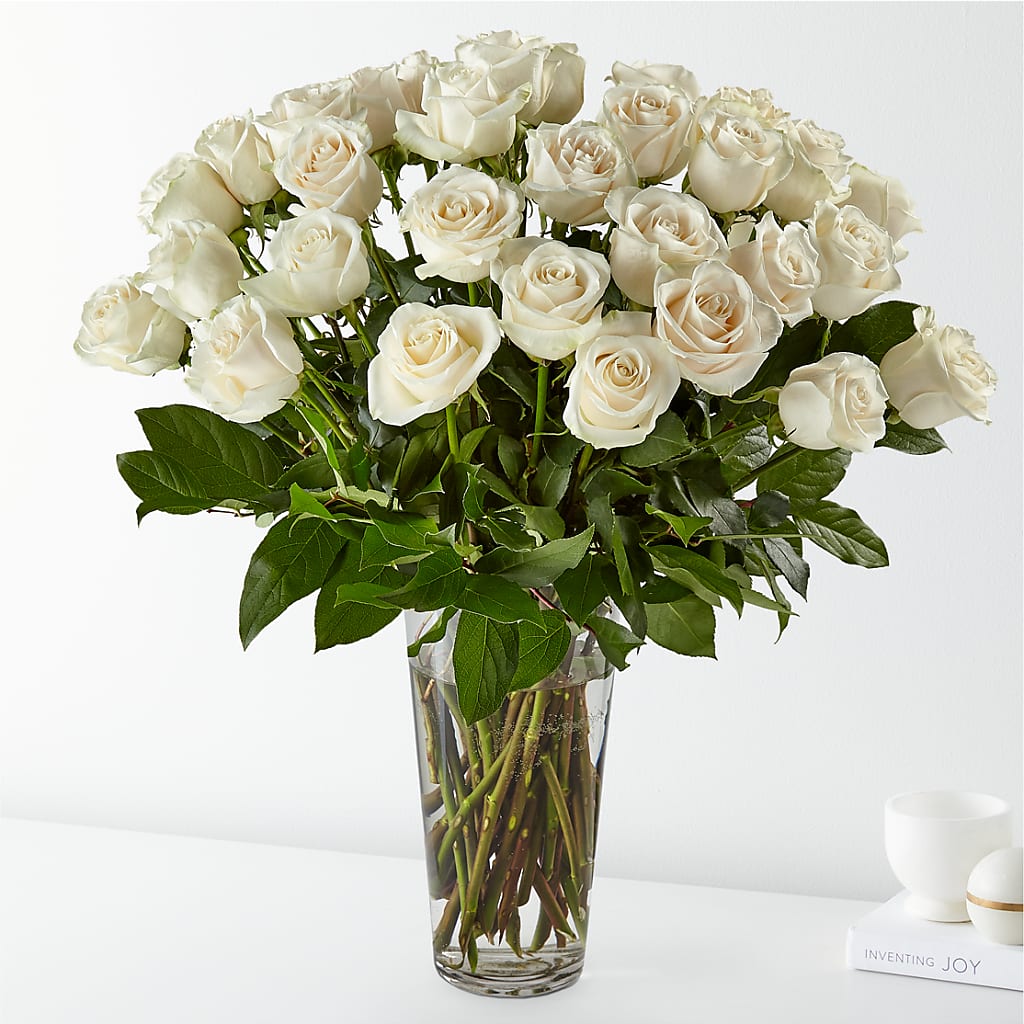 Long Stem White Rose Bouquet – Lovely Flowers And Gifts, Islip Terrace NY