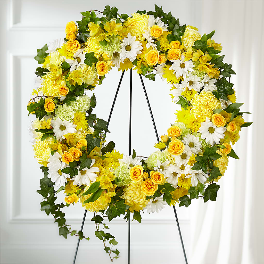 Golden Remembrance Wreath – Lovely Flowers And Gifts, Islip Terrace NY