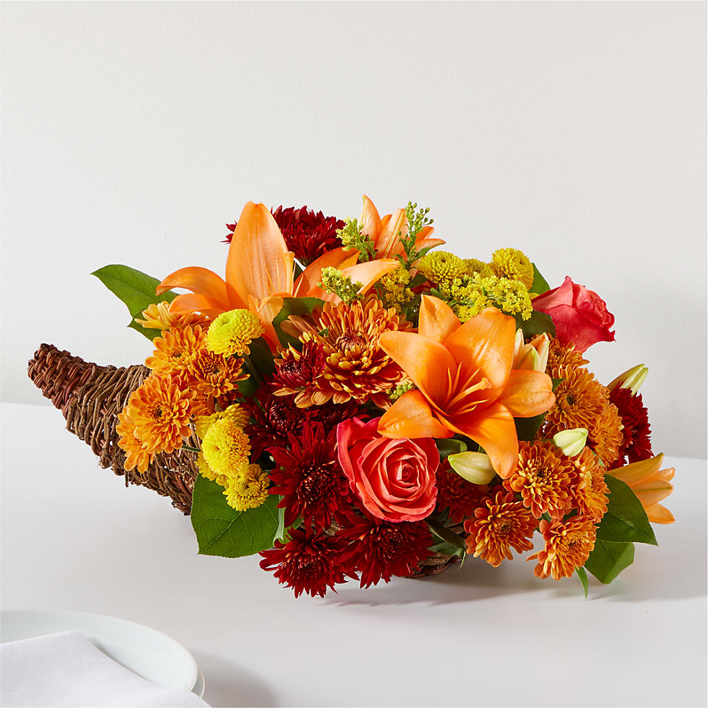 Bouquet of Blessings Cornucopia – Lovely Flowers And Gifts, Islip Terrace NY