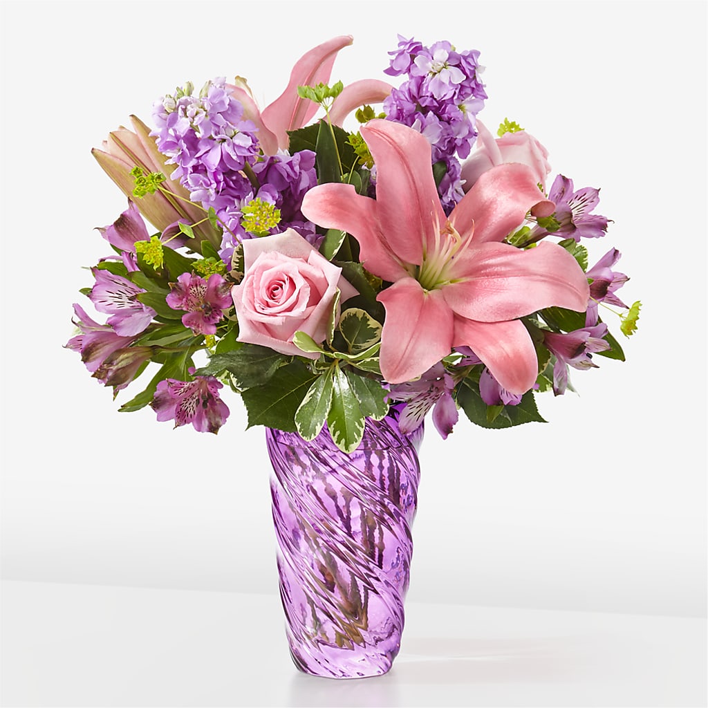 Precious Petals Bouquet with Luxe Swirl Vase – Lovely Flowers And Gifts, Islip Terrace NY