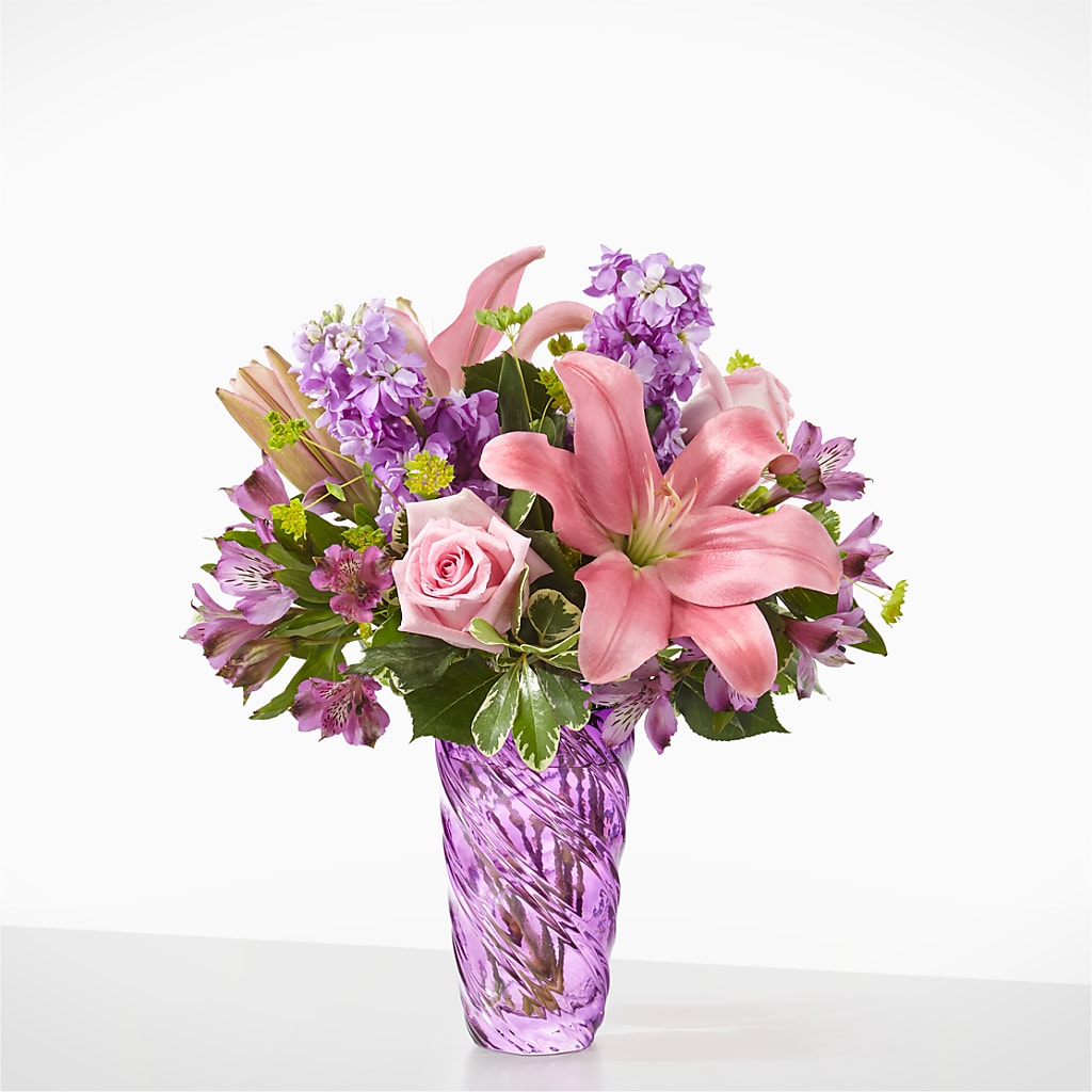Precious Petals Bouquet with Luxe Swirl Vase – Lovely Flowers And Gifts, Islip Terrace NY