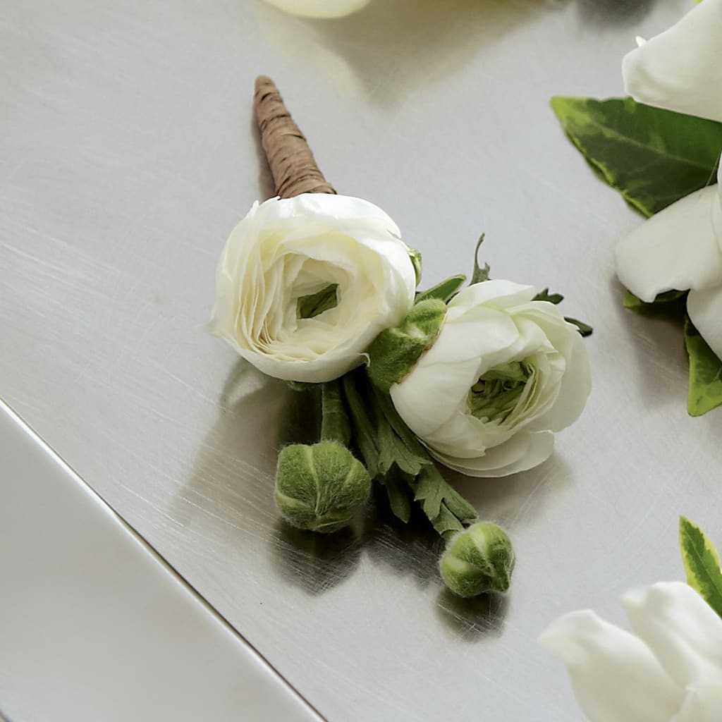 White Ranunculus Boutonniere – Lovely Flowers And Gifts, Islip Terrace NY