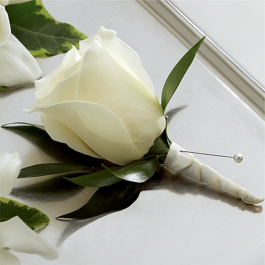 White Rose Boutonniere – Lovely Flowers And Gifts, Islip Terrace NY