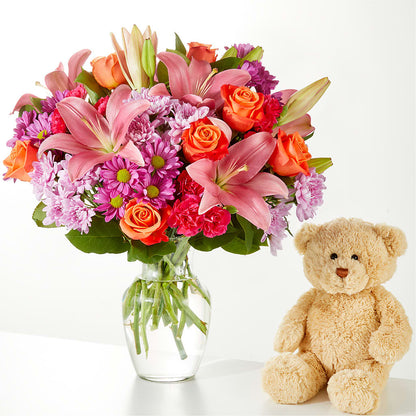 One and Only Bouquet and Bear Bundle –  Lovely Flowers And Gifts, Islip Terrace NY