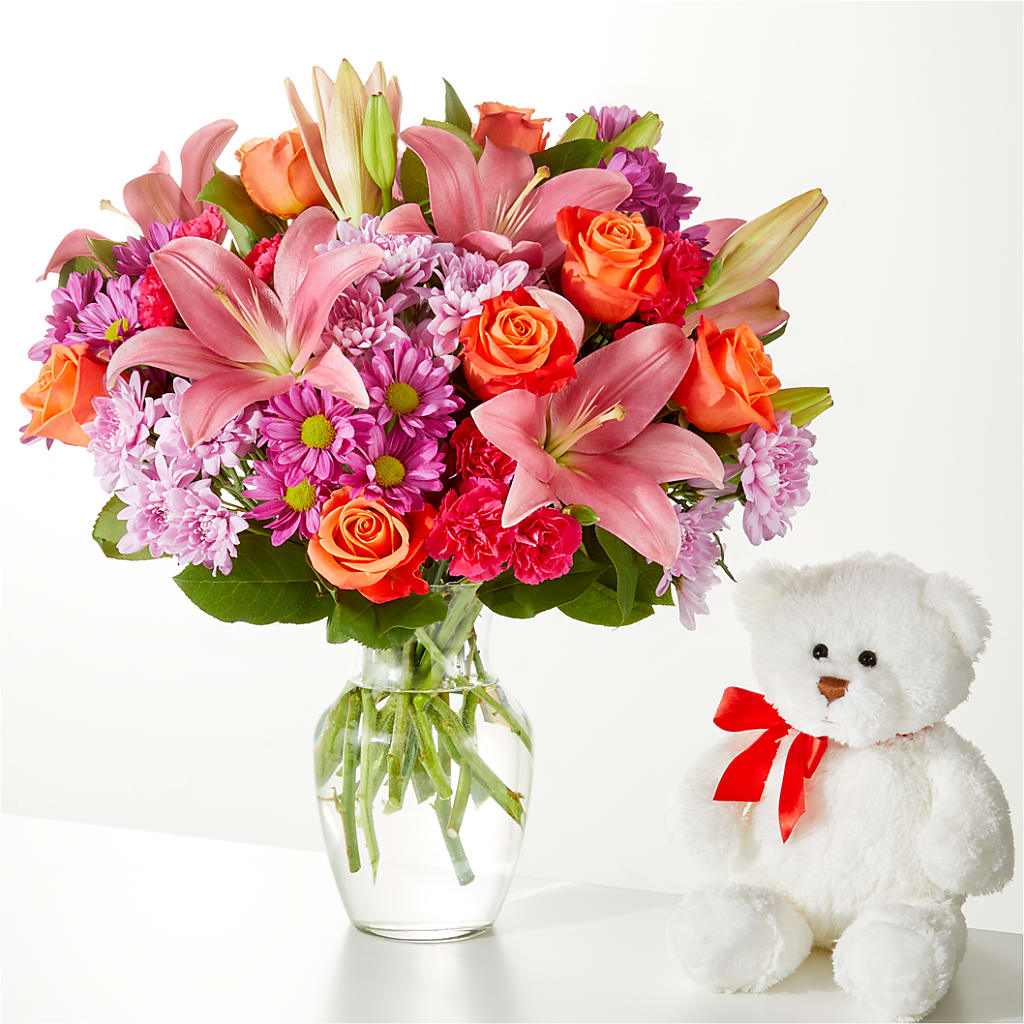 One and Only Bouquet and Bear Bundle –  Lovely Flowers And Gifts, Islip Terrace NY