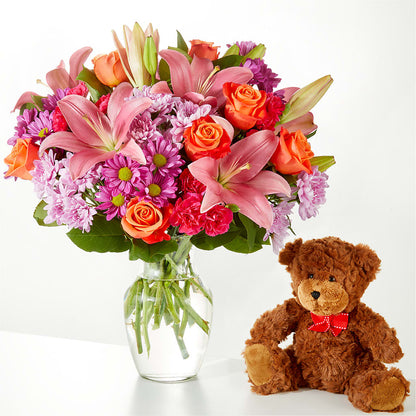 One and Only Bouquet and Bear Bundle –  Lovely Flowers And Gifts, Islip Terrace NY