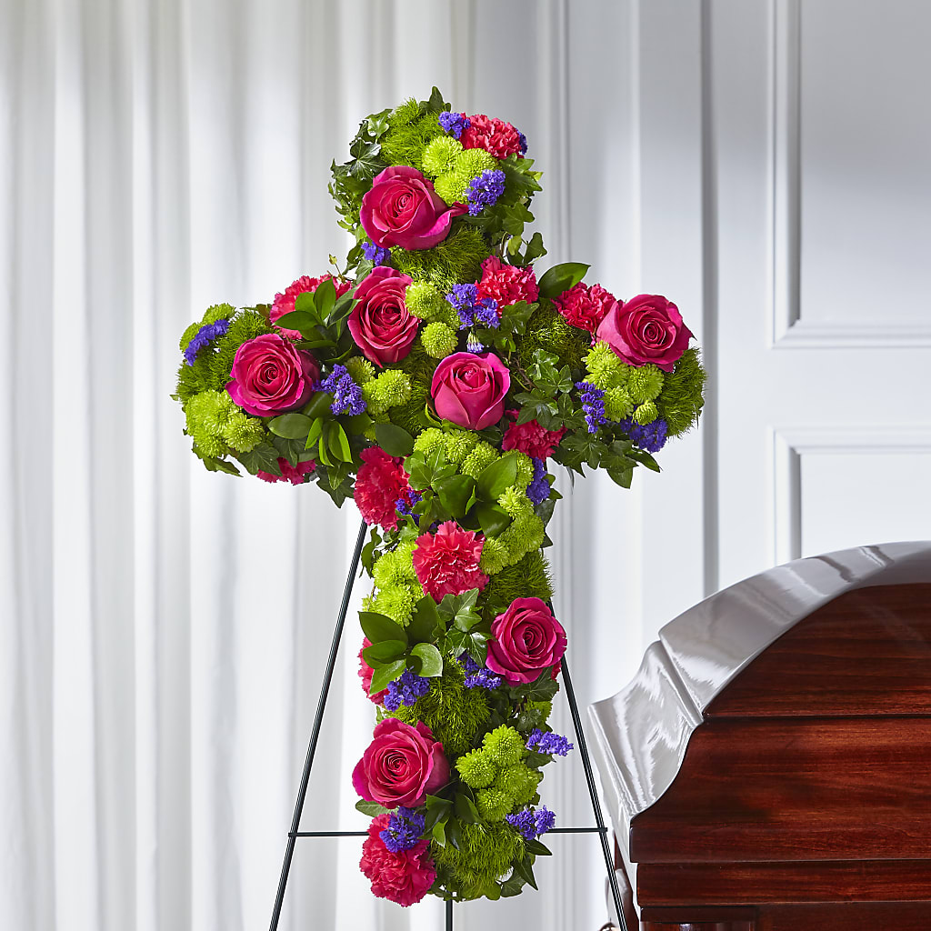 Tribute Rose Floral Cross –  Lovely Flowers And Gifts, Islip Terrace NY