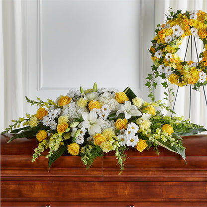 Golden Harmony Casket Spray –  Lovely Flowers And Gifts, Islip Terrace NY
