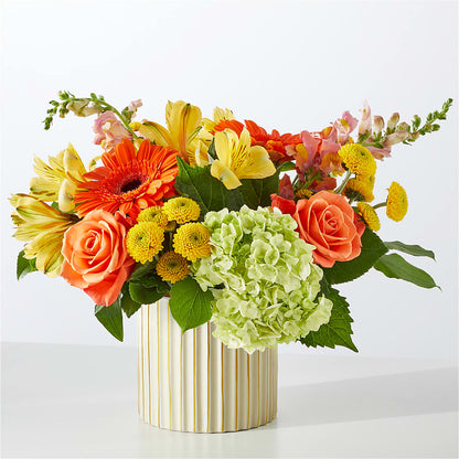 Autumn Sunshine Bouquet with Ivory Vase –  Lovely Flowers And Gifts, Islip Terrace NY