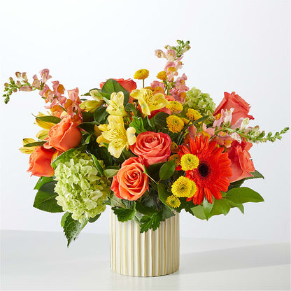 Autumn Sunshine Bouquet with Ivory Vase –  Lovely Flowers And Gifts, Islip Terrace NY