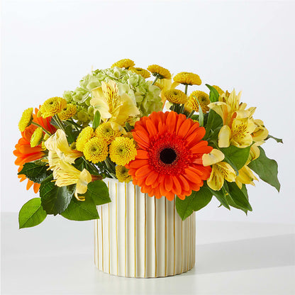 Autumn Sunshine Bouquet with Ivory Vase –  Lovely Flowers And Gifts, Islip Terrace NY